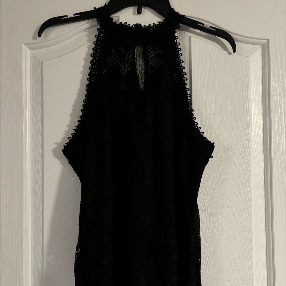 Elegant Black Lace Halter Top